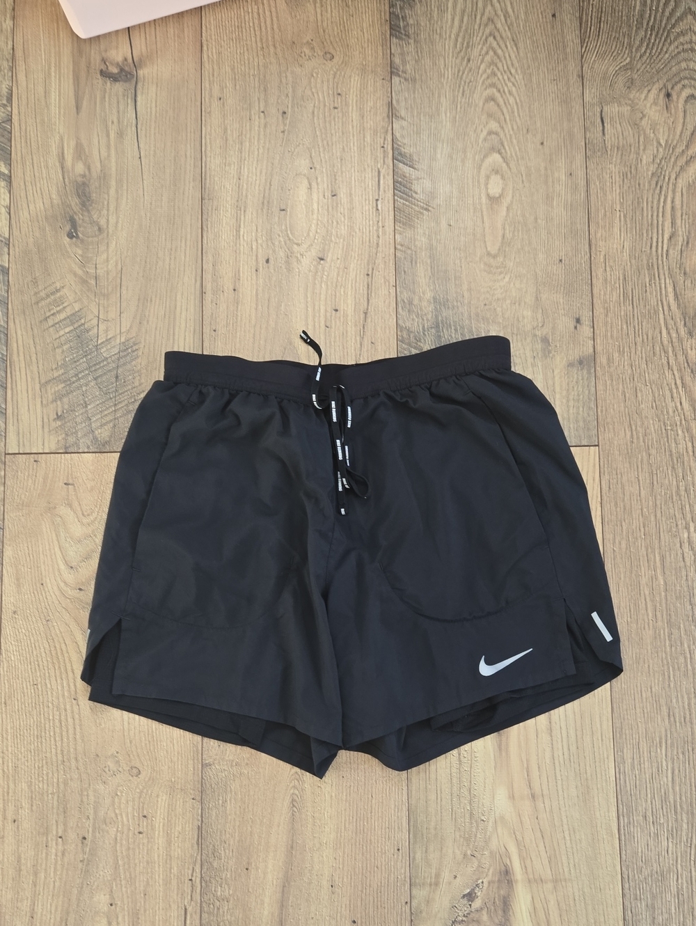 Nike Black Athletic Running Shorts with Reflective Swoosh